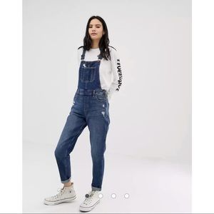 Hollister | High Rise Cropped Boyfriend Overalls